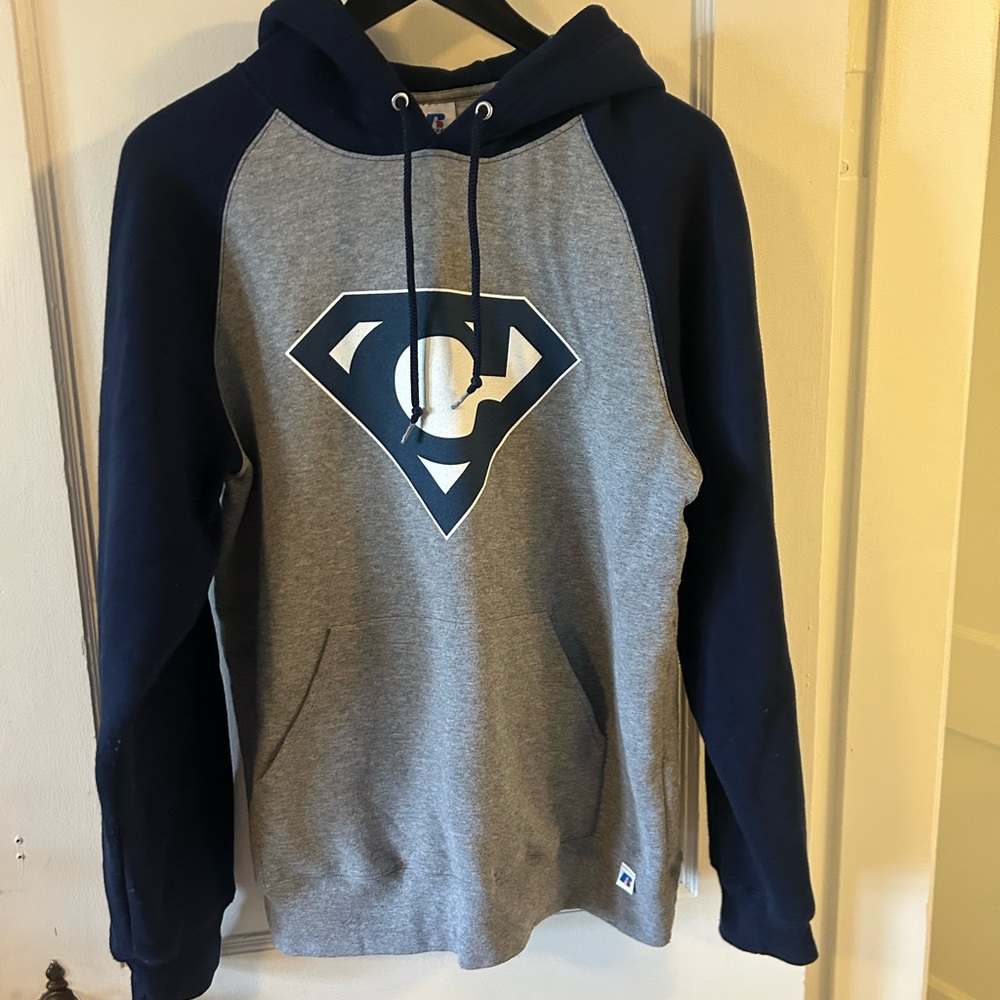 Russell Athletic Navy and Gray Logo Hoodie